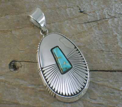 Sterling Silver & Turquoise Pendant -Royston Turquoise